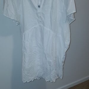Old Navy White Tunic Top with Eyelet Hem